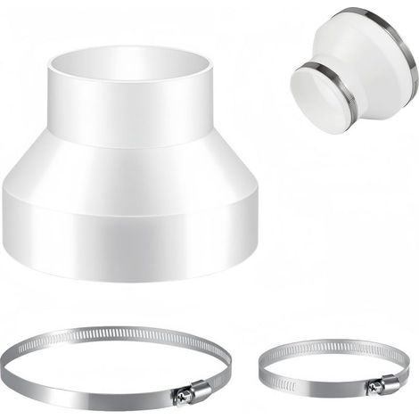 Adaptateur de Tube Rond, Réducteur pour Ventilation 150 mm à 100 mm avec 2 colliers de serrage en acier inoxydable réducteur en ABS pour conduits de ventilation (1/5)