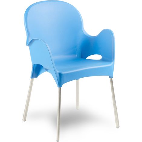 Sedia da Esterno Vashti, una Sedia, Impilabile Made in Italy, Braccioli, Azzurro