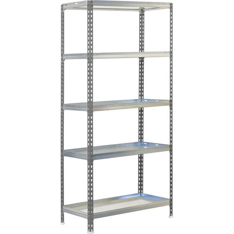 Estantería metálica sin tornillos SIMON GARDEN de 5 estantes (180x90x30cm) GRIS Y GALVANIZADO (1/4)