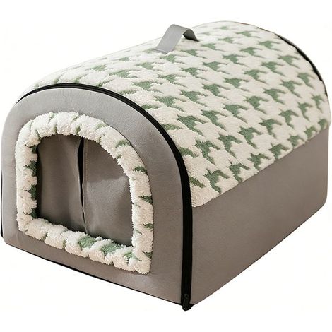 Niche pour Chien Fermée et Chaude,XXL:75x50x50cm,Maison Arrondie Type Igloo, Panier Chien/Chat Déhoussable, Confort 4 Saisons,Vert (1/5)