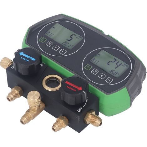 Digitales 2-Ventil-Manometer für HLK-Systeme, Leckageprüfgerät mit 3 Schläuchen, Klimaanlagenwerkzeug. (1/5)