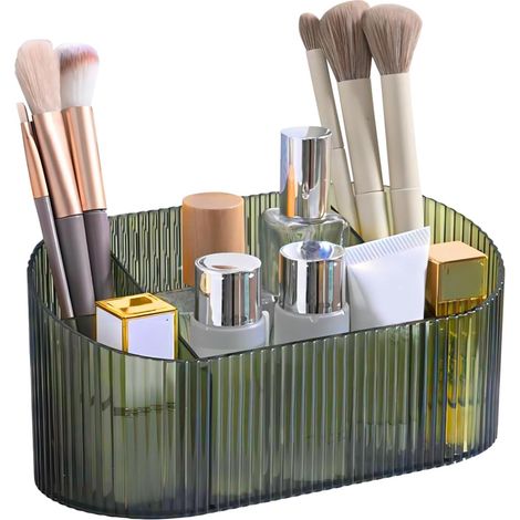 Organisateur maquillage acrylique 5 compartiments, pot à pinceaux pour coiffeuse, salle de bain. (1/5)