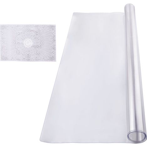 Nappe de Table en Plastique Transparente, 91 x 122 cm, 1,5 mm d'Épaisseur, Protection Imperméable, Facile à Nettoyer, pour Bureau, Salle à Manger, Commode (1/5)