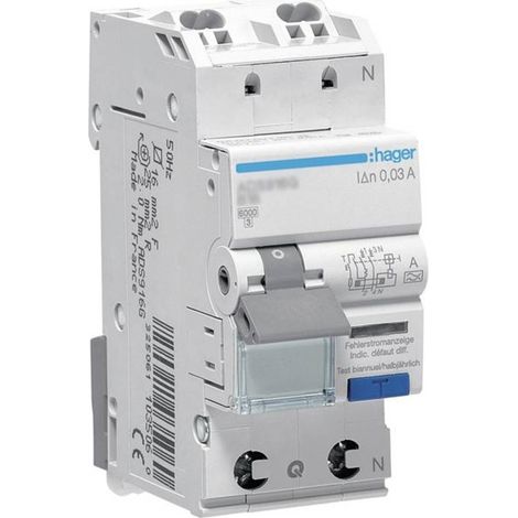 Hager ADS916D Magnetotermico e differenziale 2 poli 16 A 0.03 A 240 V (1/2)