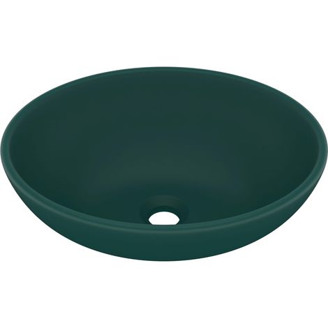 Lavabo ovale de luxe Vert foncé mat 40x33 cm Céramique