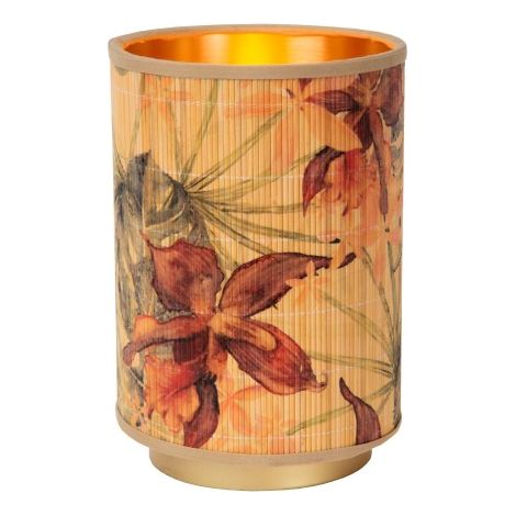 Lampe de table bambou fleurs dorée E14 Tanselle Lucide