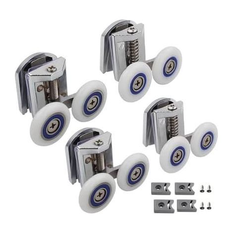 4pcs 26mm Roulette Porte De Douche, 26mm Rouleau De Porte De Douche Dans Portes De Douche, Roulette Porte Coulissante Douche Pour Trou De Verre De 4-8mm (1/5)