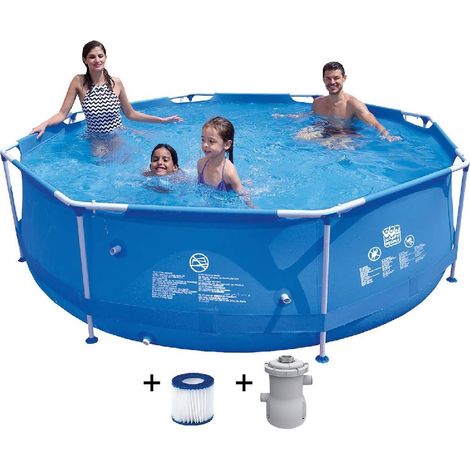 Stahlrahmen-Pool-Set,mit Pumpe Maße: Ø 300 x H 76 cm