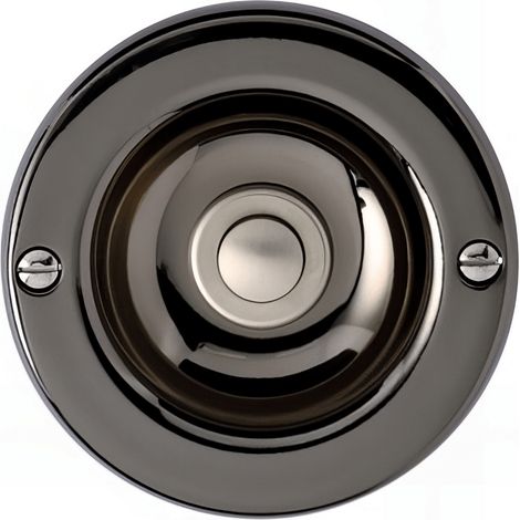Sonnette filaire cloche acier chrome brillant noir bouton chrome (1/2)