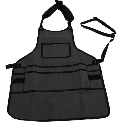 Tablier de travail multi-poches, sac à outils en tissu Oxford imperméable, pochette pour le jardinage, l'entretien automobile, gris (1/5)
