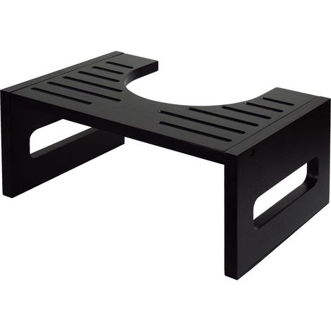 Relaxdays sgabello per WC, supporto all'evacuazione, sgabello per adulti, bambù, HBT: 18,5 x 43,5 x 28 cm, nero
