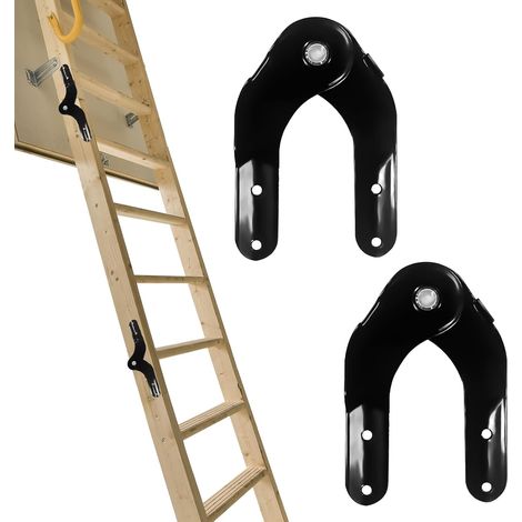 Charnières pour Échelle de Grenier Escamotable, Pièces de Rechange pour Échelle Aluminium, Accessoires de Réparation pour Anciennes Échelles de Grenier, Noir (1/5)