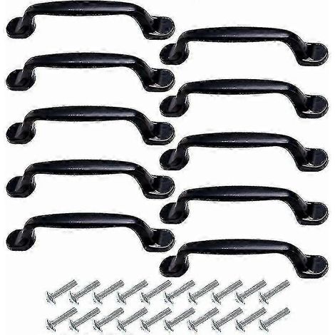 Lot de 10 poignées de porte de placard de cuisine noires avec vis pour tiroirs de placard de cuisine et de chambre, en aluminium, entraxe de 130 mm (1/5)