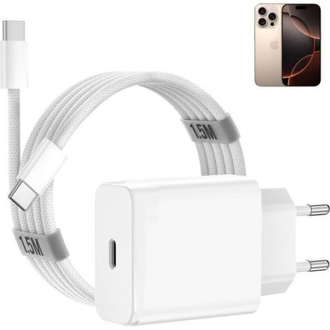 Chargeur Rapide pour iPhone 16 16 Pro 16 Pro Max 16 Plus 15 Pro 15 Pro Max 15 Plus iPad Pro Air Pods 4 Mini, 30W USB C et 1.5(L099) (1/5)