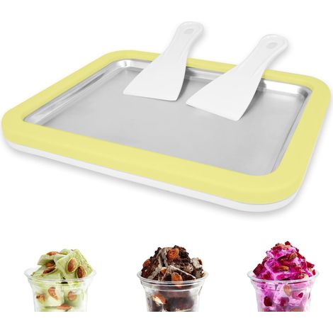 Machine à crème glacée roulée en acier inoxydable instantanée pour la maison et les enfants, activités parent-enfant, jaune (1/5)
