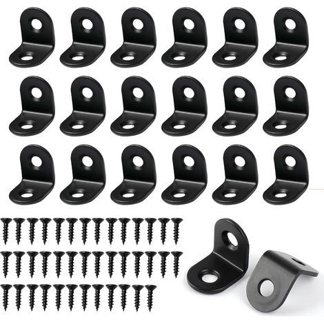 Set mit 20 L-förmigen Eckverbindern und 40 Schrauben, Edelstahl-Holz-Eckverbinder, schwarz (1/5)