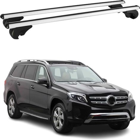 OMAC Aluminium Dachträger Querträger für Mercedes GL Klasse GLS X166 2013-2019 – TÜV / DIN 75302:2019 – Abschließbar – Max. 75 kg – 2 Stangen Silber (1/5)