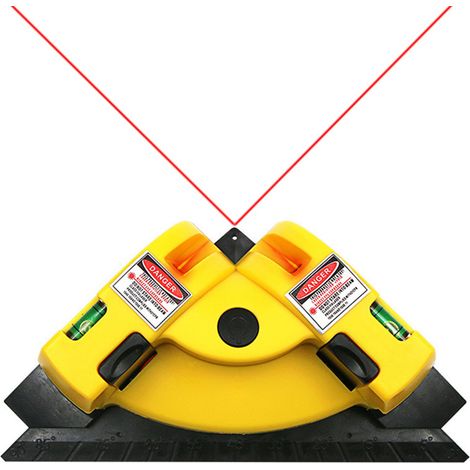 rechtwinklige Laser-Wasserwaage, integriertes Kunststoffgehäuse, Infrarot-Laser-Wasserwaage mit horizontalen und vertikalen Linien, Fliesen-Wasserwaage, Laser-Winkelmesser, gelb