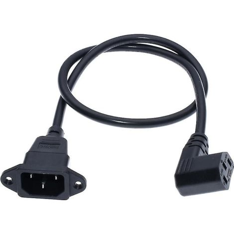 Câble prolongateur IEC320 C14 vers C13, connecteur C14 à trous de fixation et prise C13 de courte longueur (1/5)