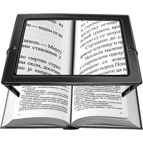 HONORNIC - Loupe de lecture, grossissement 3x, rectangulaire A4, équipée de 4 LED haute luminosité.
