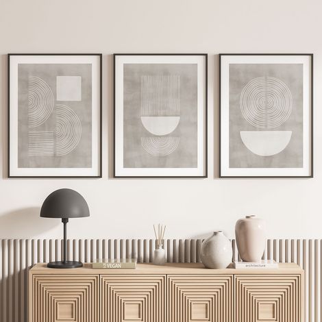 Lot de 3 Affiches / Posters Triptyque - Formes géométriques - 3 Affiches - 70x100 cm (Cadres non fournis) - Photo pleine page (1/5)