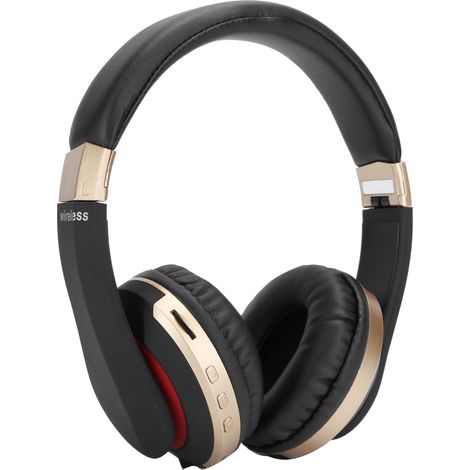 Casque Bluetooth pliable sans fil stéréo supra-auriculaire avec micro, idéal pour le gaming (doré) (1/5)