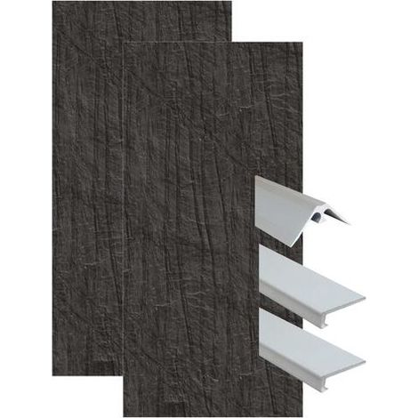 ONDEE ZEN - Pack complet de montage panneaux muraux Ardoise 120 cm - Profilé chromé inclus