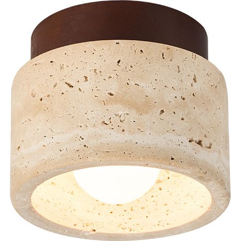 Una lámpara de araña de mármol amarillo al estilo japonés wabi-sabi, con iluminación cerca del techo una lámpara de araña de color crema con un diseño creativo. (1/5)