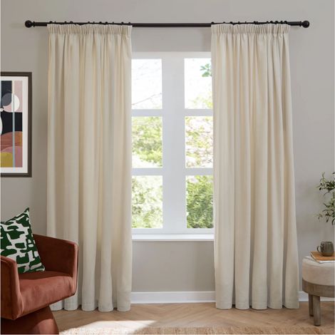 Tende foderate in ciniglia con pieghe a matita 137 cm x 229 cm Ecrù Ecrù