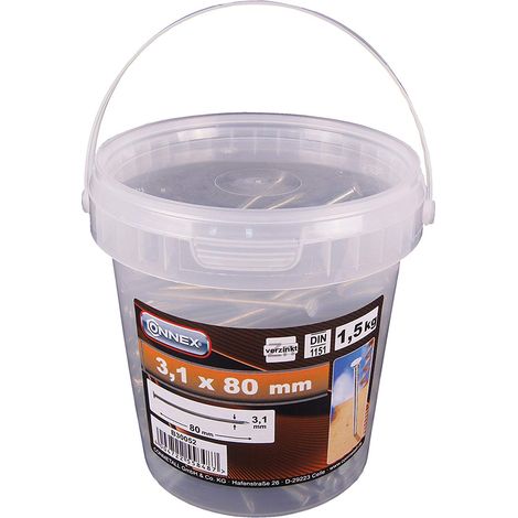 Chiodi testa piana in secchiello 3,1x80 mm. 1,5 kg. (1/5)