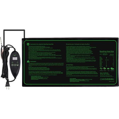 Tapis chauffant, Tapis chauffant pour semis avec thermostat et sonde NTC, Étanche IP67, 30 Watts, Idéal pour les plantations d'intérieur, Brassage à domicile, et les fermentations de bricolage (1/5)