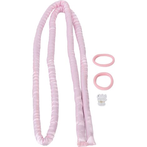 Lot de 4 Rouleaux Curl sans Chaleur Rose, Bandeau Tissu Confortable, Pinces à Cheveux, Bigoudis DIY pour Boucles Nocturnes (1/5)
