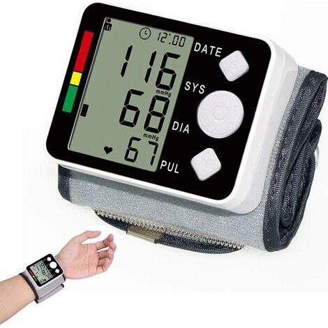 Tensiomètre au Poignet pour la Maison - Mesurez automatiquement Votre tensiomètre avec détection du pouls par fréquence Cardiaque - 2 x 99 mémoires (1/4)
