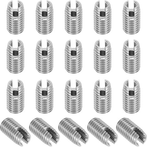 Insert Fileté Auto-Taraudeurs, 20 Pcs M6 x M10 x 18mm Acier Inoxydable 303 Filetage Adaptateur Réducteur Vis à Fente Inserts de Réparation Écrous Manchon (1/5)