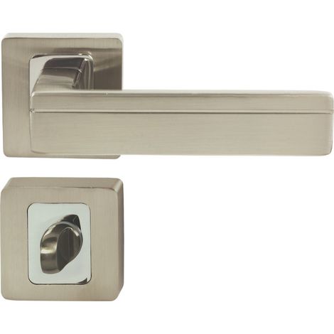 DOMINO Poignée de porte TIK QR M6/M9 WC Poignée avec rosace WC Chrome/nickel brillant (1/5)
