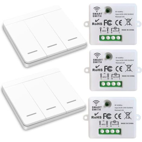 Interruttore luce wireless - Interruttore di sicurezza trasmettitore RF e controller ricevitore 10A - Installazione semplice (1/4)