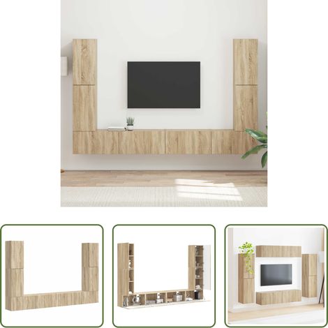 vidaXL Holzschrank - TV-Schrankset 8 pcs Sonoma-Eiche Holzwerkstoff (1/5)
