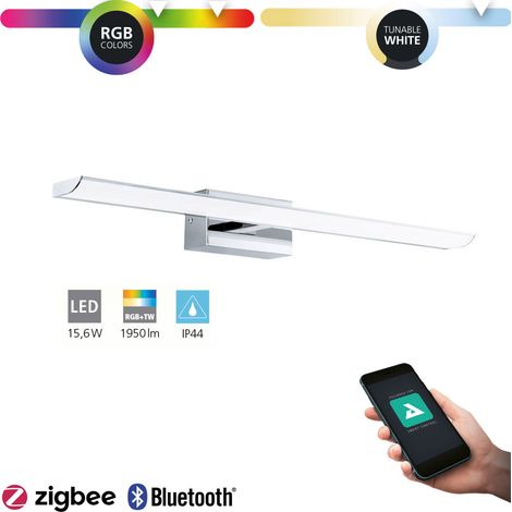 LED miroir lumineux salle de bain tabano-z blanc chrome L: 60.5cm B: 13.5cm H: 7cm Dimmable IP44 2700-6500K avec fonction Connect-Z (1/4)