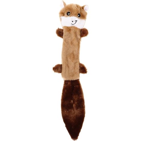 Jouet à mâcher pour chien en peluche interactive en forme d'animal : écureuil et raton laveur (1/4)