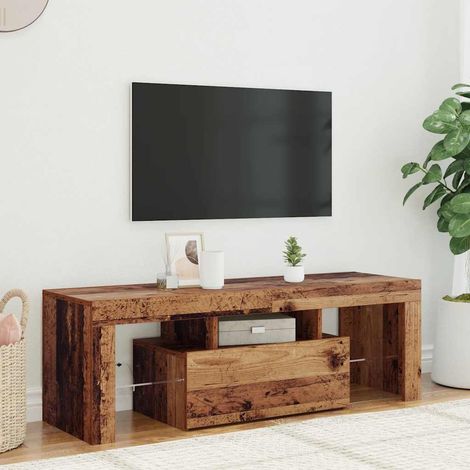 vidaXL TV Cabinet with LED Lights Old Wood 120x36,5x40 cm Engineered Wood