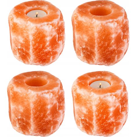 Set di 4 portacandele in sale rosa