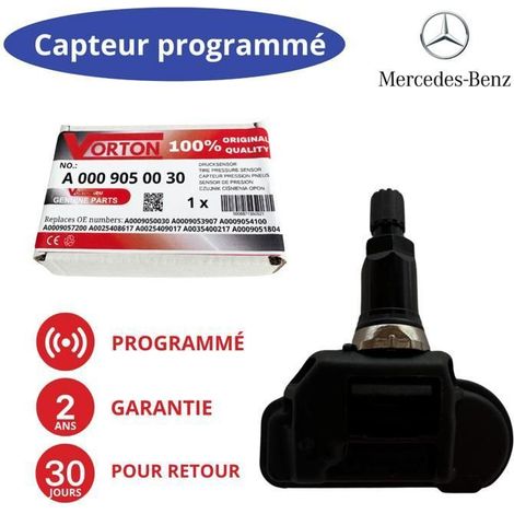 Sensore TPMS 433MHz preprogrammato per Mercedes (GLA/GLC/GLE/GL/GLK/GLS/ML) – 2 anni di garanzia