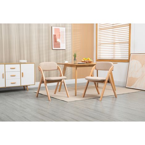 Chaise salle a manger pliante bois lot 2 46 cm khaki OKMYHOME (1/5)