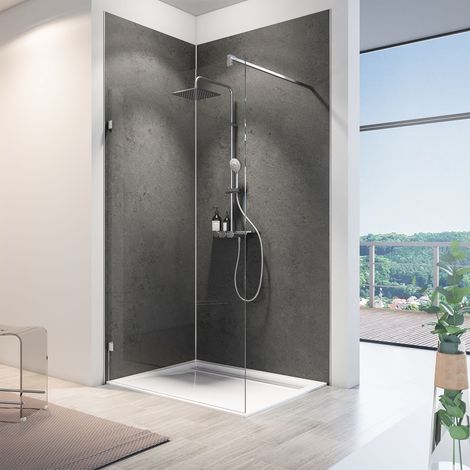 Schulte – Panneau mural de douche ardoise 100 x 210 cm – Extra-fin 3 mm – Étanche et imperméable – Pose facile sur ancienne faïence