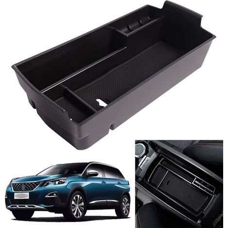 Boîte de rangement console centrale Noir ABS pour Peugeot 3008 5008 C5 Aircross DS7 Organisation espace stockage accessoires voiture (1/5)