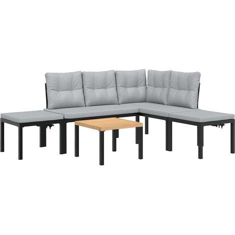 Maison Exclusive - Salon de jardin avec coussins 5 pcs noir acier enduit de poudre (1/5)