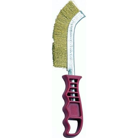 Plastic Handle Wire Cleaning Brush - Corrugated Brass Metal Brush for Workshop (1/3)