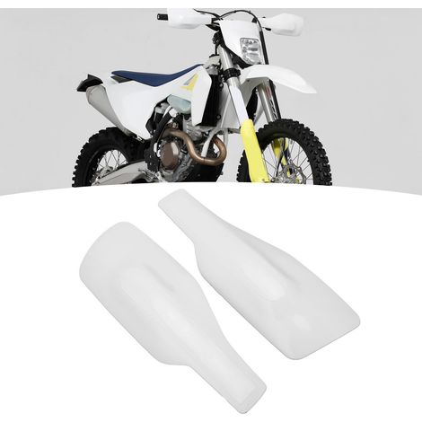 Weiße Lenkerprotektoren für Motorräder (ein Paar, links und rechts) kompatibel mit Husqvarna FE 250, 350, 350S, 450, 501, 501S, FX, TE 250I und TX 300I Modellen (2020-2021). (1/5)