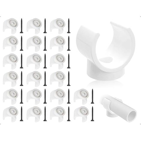 Colliers de serrage, 20 pièces, crochets en U en plastique, support de tuyau, pour la maison, le bureau, l'école, l'industrie, les câbles (blanc, 16 mm) (1/5)