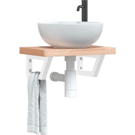 Soportes estante de lavabo 2 unidades trapecio acero blanco vidaXL